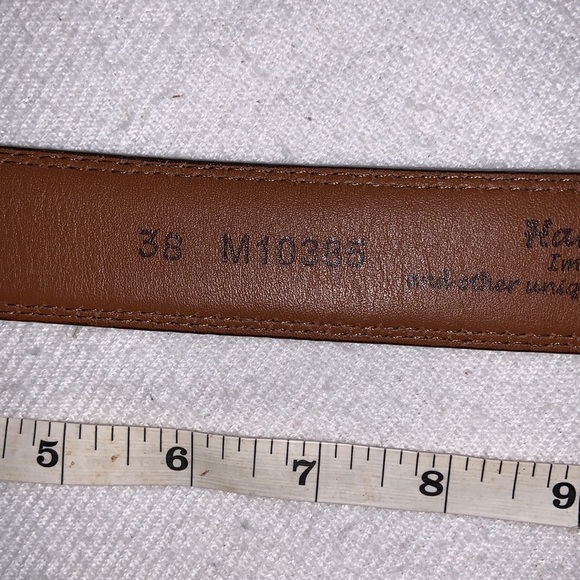 BRIGHTON leather belt Made in USA SIZE 38 brown Italian calfskin - Picture 7 of 12
